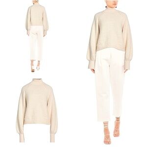 EUC Maje Off White Beige Alpaca Blend Texture Knit Turtleneck Sweater​​​​